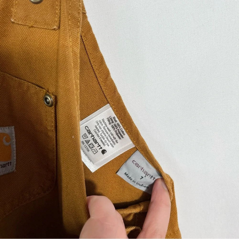 Carhartt Kids Khaki Tan Double Knee Lined Insulated Overalls  Workwear Youth 7 - Picture 7 of 7